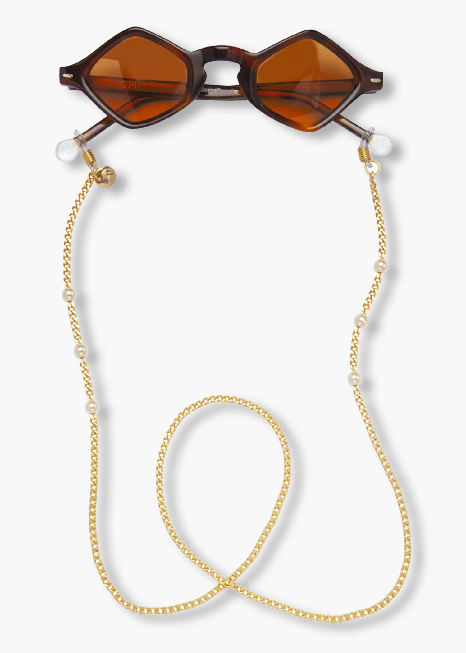 Alça de Óculos Corrente Dourada com Pérolas