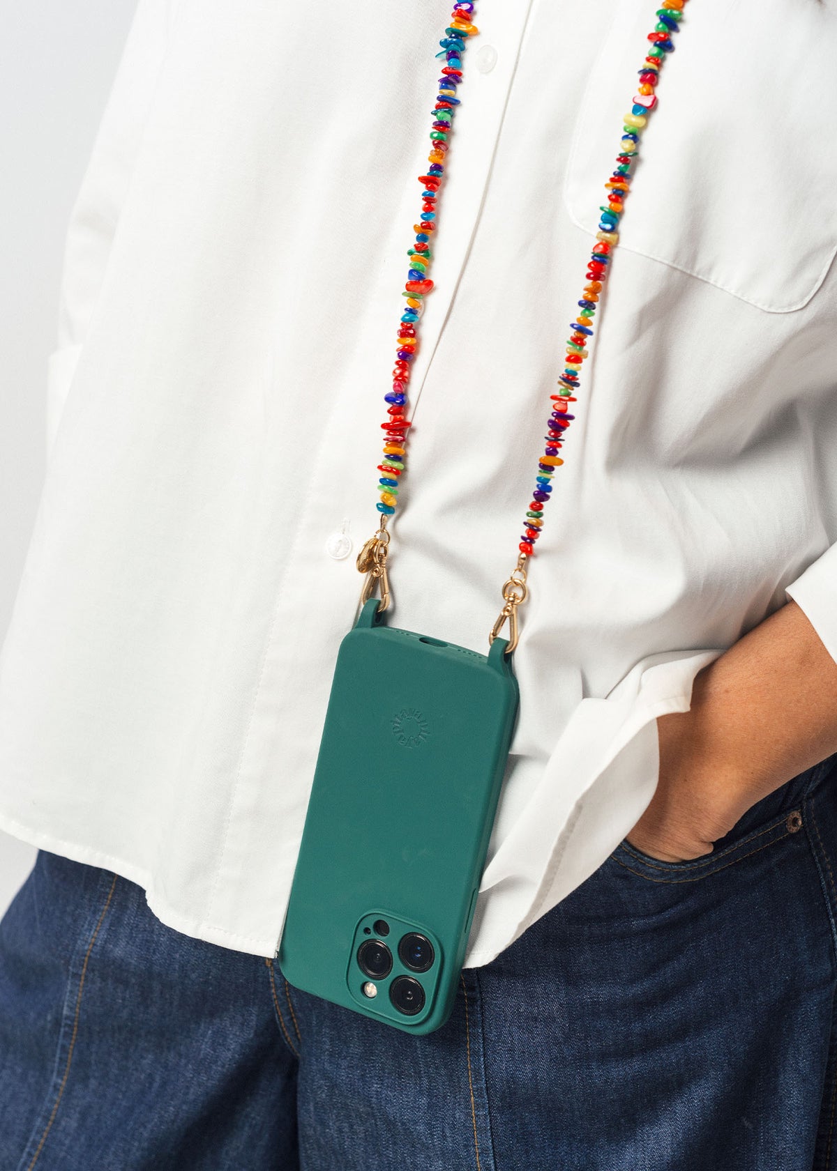 Alça Madrepérolas Coloridas + Case para iPhone