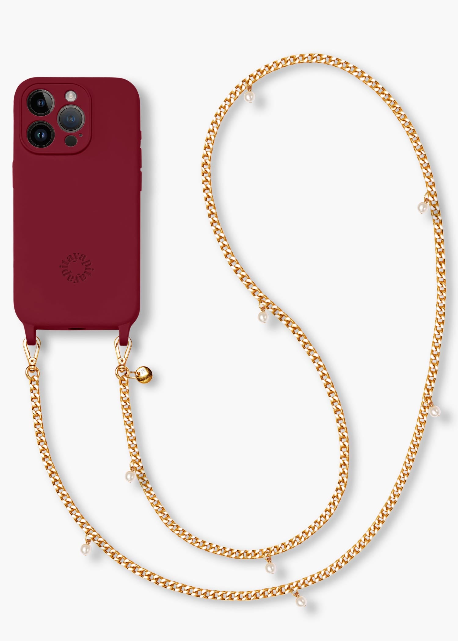 Alça Corrente Dourada com Pérolas + Case para iPhone