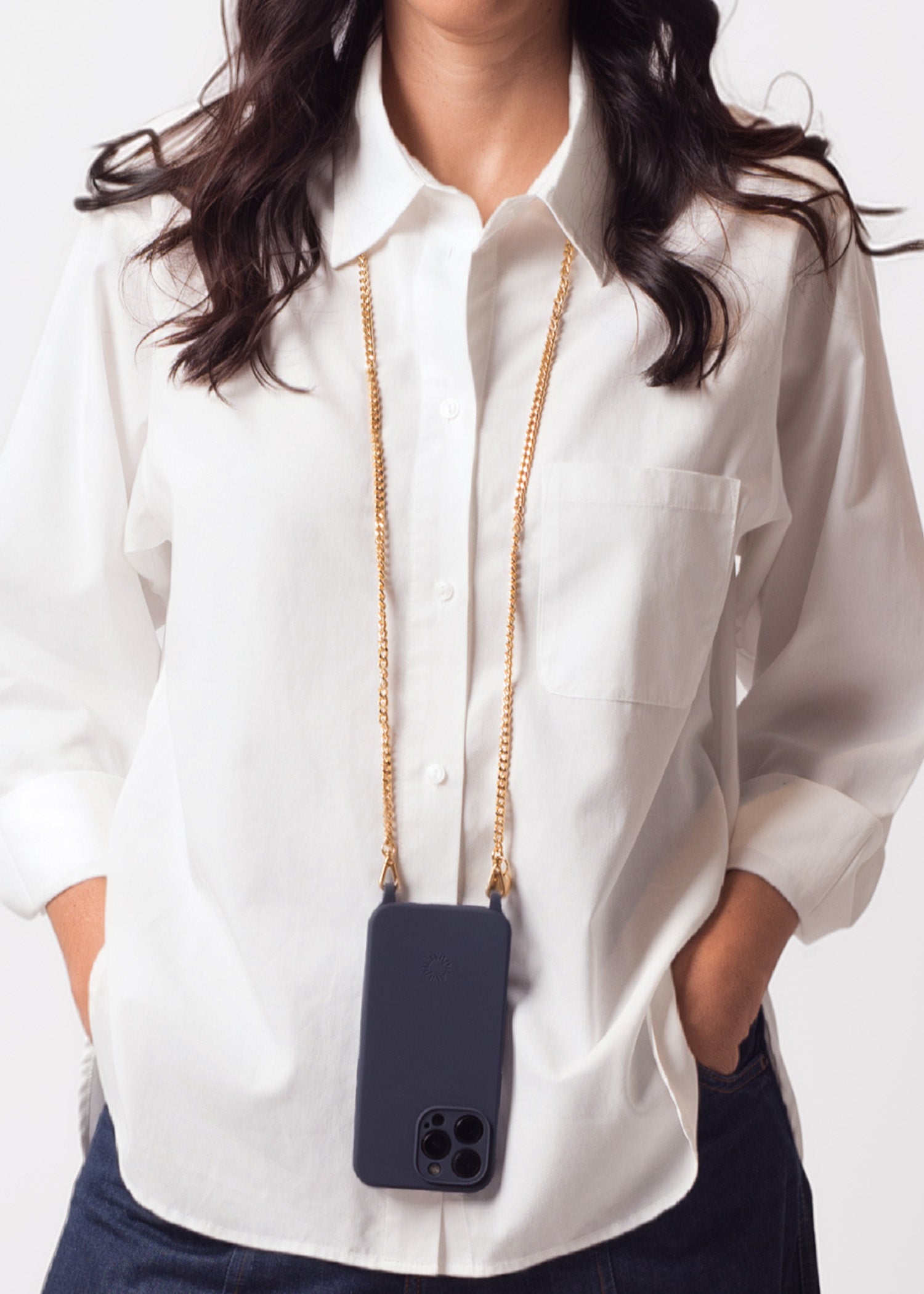 Alça Corrente Dourada + Case para iPhone